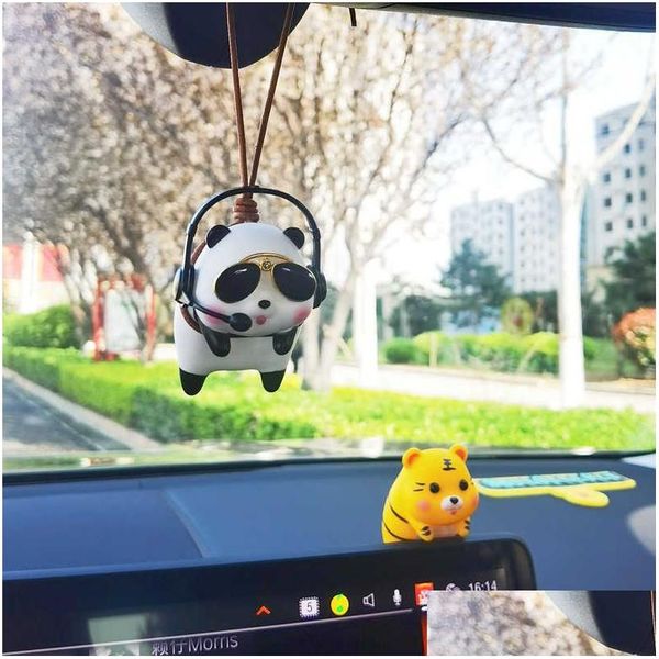 Innenarchitektur Niedlichen Panda Navigator Auto Dekoration Anhänger Ornament Tiger Rückfahrspiegelzubehör Drop Lieferung Mobile MO DHPIN