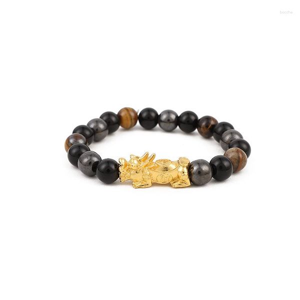 Strand Tiger's Eye Energy Stane Stane String Metal Spacer мужчина и женщина смелые дикие животные безопасные здоровые счастливые ювелирные украшения оптом