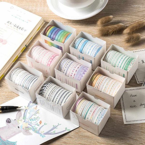 Wrap regalo 10rolls Washi Tape Set Linea di colore estremamente fine Serie 10 coinvolte nel materiale della tenda a mano base decalcomanie decorative fai -da -te