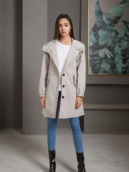 Trench da donna Giacca per impermeabile per le signore con cappuccio impermeabile con cappuccio Mandati Casual Long Sliose Outdoor Whoder