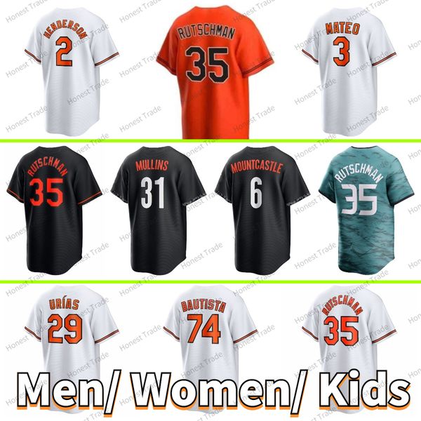 Homens homens crianças 35 Adley Rutschman Baseball Jersey 8 Cal Ripken Jr. City Connect Jorge Mateo 25 Anthony Santander Dean Kremer Cedric Mullins Ryan Mountcastle