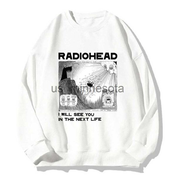 Herren Hoodies Sweatshirts Radiohead Ich werde dich im nächsten Leben mit Hoodie Menwomen Rock Boy Retro gedruckt sehen.