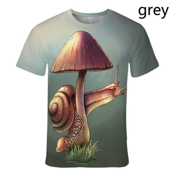 Magliette da uomo Summer Men and Women T-shirt 3D Funny Mushroom Mushroom Magt-Shirts Sbap Snail Fashion Tops Fashion Tops