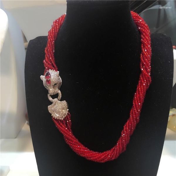 Catene femminili da donna leopardo chiusura fai da te accessorio rosso vetro cristallo collana benvenuta gioielli con colori personalizzati