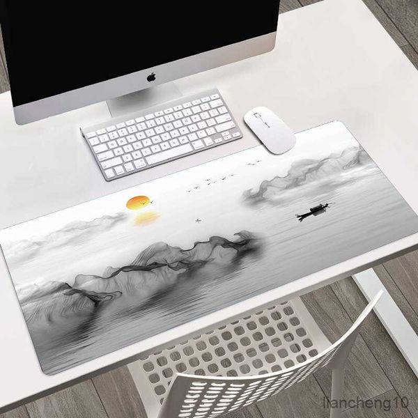 Mouse Pads pulso pincel chinês pintura de arte impressão xxl mouse bloco acessório grande computador teclado tapete anime desenho animado r230819