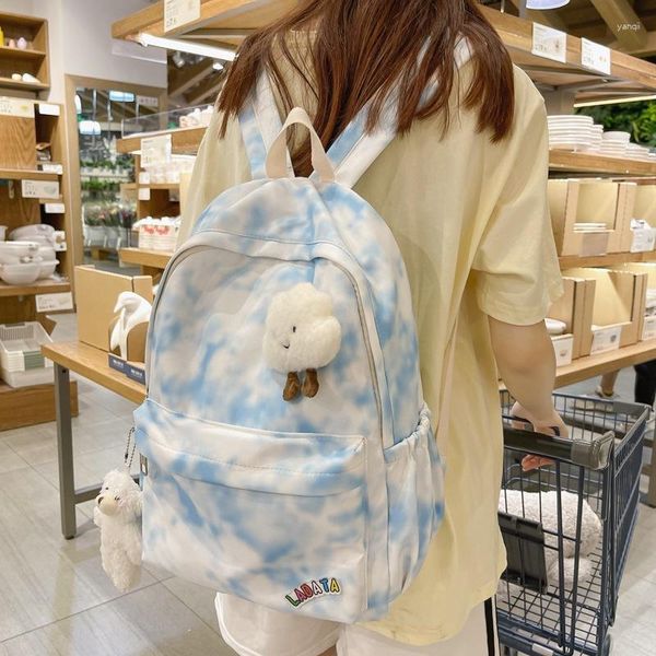 Backpack Japanese Tie-Dye Canvas Personality College Student School Bag Casual All-Match Travel