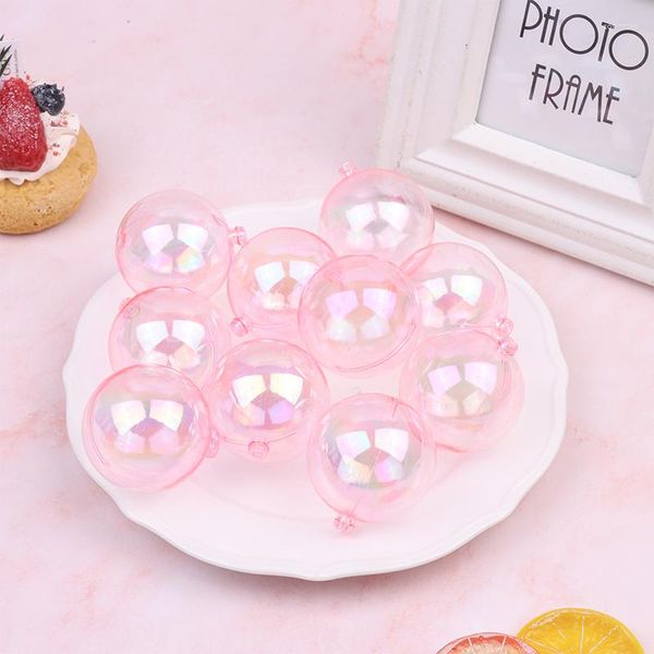 Festliche Lieferungen 10pcs 3/4/5/6 cm Bubble Bälle Kuchen Toper klares rosa Plastikkugel Dekor Weihnachtszeit für Hochzeitsgeburtstagsfeier Ornamente