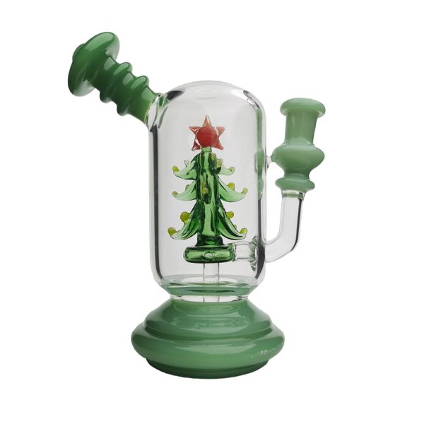 Árvores de Natal Golheia Reciclador de vidro Bonga fumando água DAB Rig de 17,5 cm de altura com articulação de 14 mm