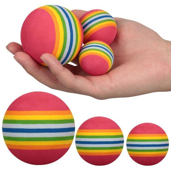 Brinquedos para cães mastigar bolas coloridas de brinquedos de animais de estimação Rainbow Foam Ball Interactive Cat, mastigando o ratamento de treinamento natural de treinamento 230818