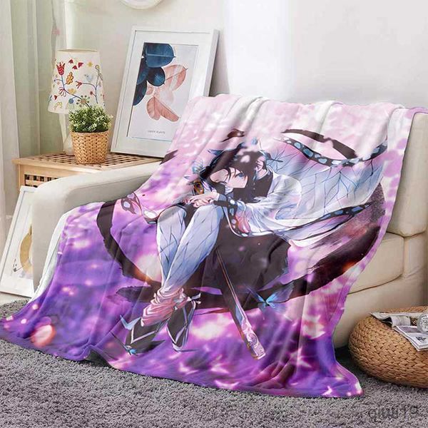 Decken Dämon Slayer Printed Art Decke Flanell Duvet Home Dekorative Frühlings-/Herbst -Fleece -Decken für Kinder Kinder Bettzeug R230819