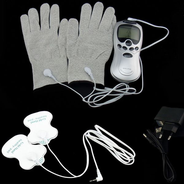 Altri oggetti massaggi Massaggio elettronico guanti magici fitness massager di massaggiatore di massaggiatore terapia di agopuntura terapia sanitaria per elettrodi in fibra di massaggio 230818 230818