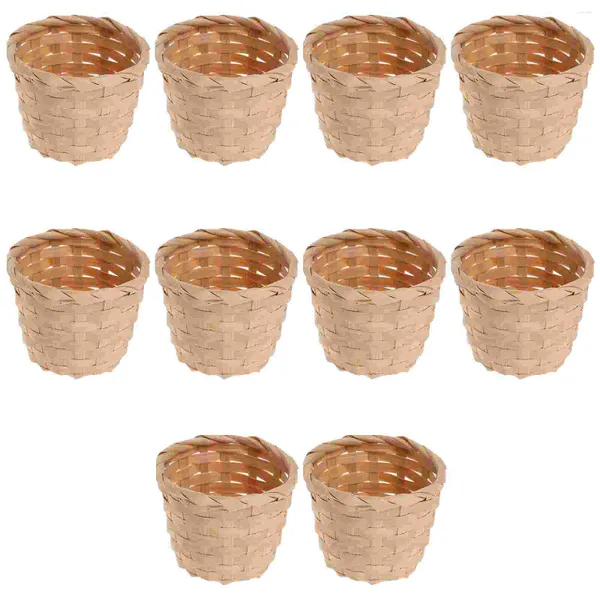 Set di stoviglie da 10 pezzi Bamboo Mini Basket Flower Casa artificiale Decorativo Verviva di frutta in legno da interno