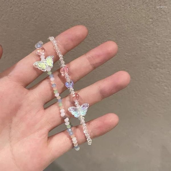 Braccialetti di fascino kadrufi kpop farfalla coreano farfalla colorato perle acriliche bracciale per donne elastico Y2K 2023 Pulseras Gioielli regalo