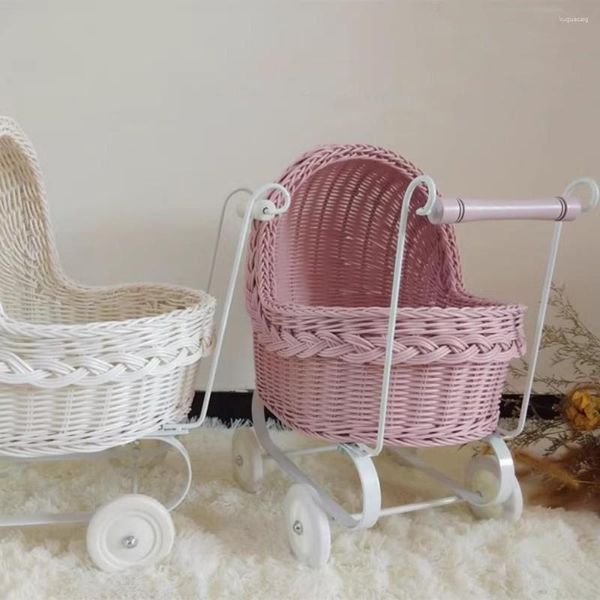 Hundeträger Transport kreativer Rattan -Haustier Kinderwagen für kleine Hunde und Katzen Heimnatronenausflug gehen Teddy Chihuahua Buggy