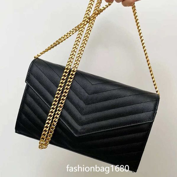 Designer em forma de Y clássico Bolsa de moda de moda feminina Fashion Bolsa de couro de couro de couro Caviar Bolsa de compras preto