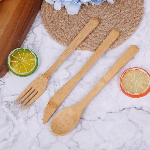 Scoops da tè 1 set di bambù da viaggio per posate forchetta cucchiaio ridotto utensili da cucina riutilizzabili in legno ecologico in legno