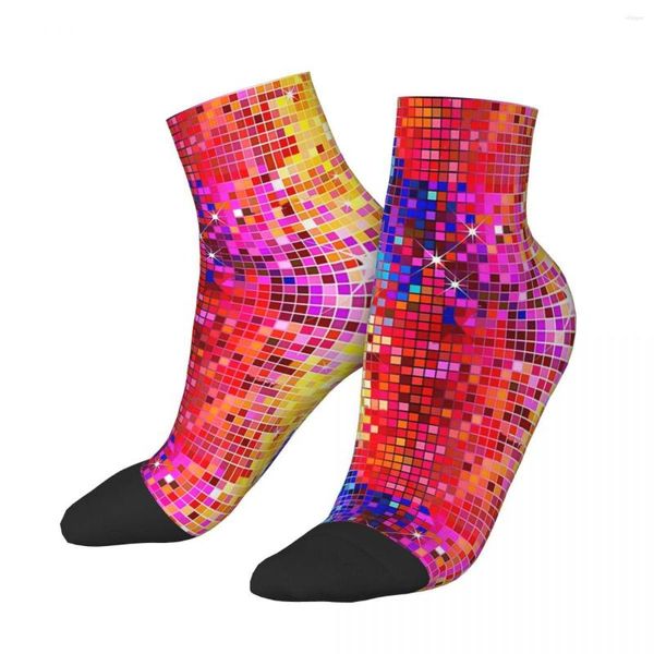 Herrensocken Bild von metallischen farbenfrohen Pailletten sehen Disco -Ball Glitzer Muster männliche Männer Frauen Frühlingsstrümpfe aus