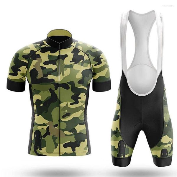 Rennsets Camo Dachshund Radsport -Set Bib Shorts Bike Jersey Bicycle Shirt Road kurzärmelig