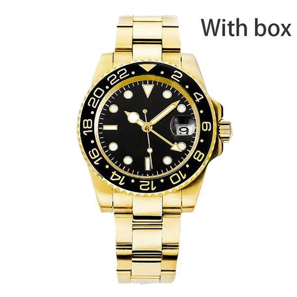 relógio masculino relógios de alta qualidade máquinas automáticas batman gmt pepsi 40mm safira luminosa luminosa relógio de pulso 904l aço inoxidável ouro vigilante colorido com caixa