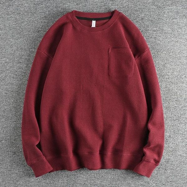 Moletons masculinos malha de algodão Manga longa cor sólida cor simples outono/pulôver de inverno Camisa de pescoço redonda 440