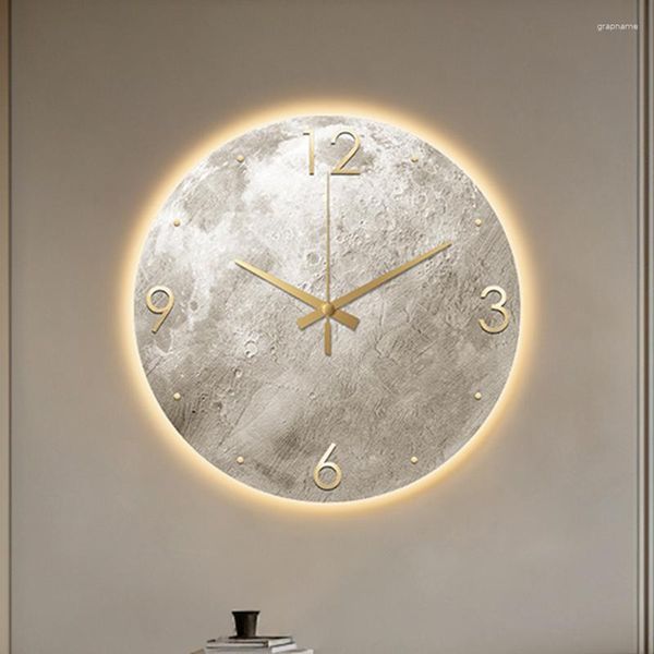Wanduhren moderne minimalistische Uhr Wohnzimmer Mond Sandstein Malerei Mode Restaurant Ideen Lichtdekoration ZY50GZ