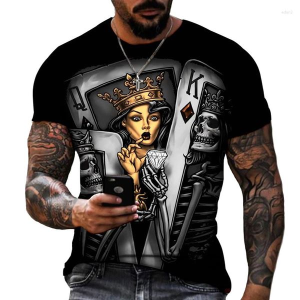 Camisetas de t-shirt de manga curta masculina estilo de horror de esqueleto escuro de esqueleto escuro