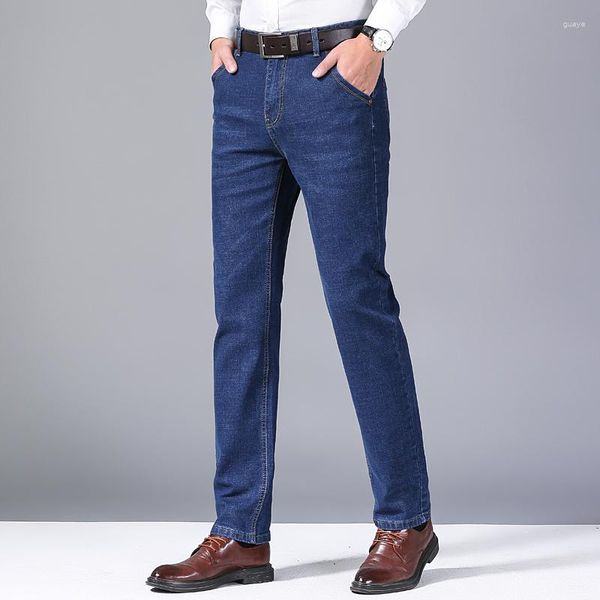 Jeans masculino clássico homem masculino Brand Business casual slim jeans de luxo calça masculina azul preto Tamanho 38 40