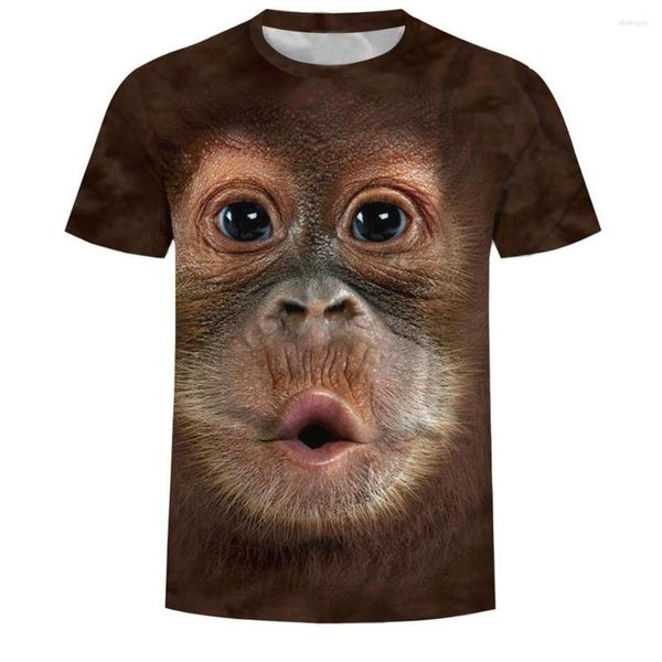 Herren-T-Shirts 2023 Sommer Männer T-Shirts 3D Print Tier Affe T-Shirt Kurzarm lustige potenbauchige Designtippen Tees T-Shirts