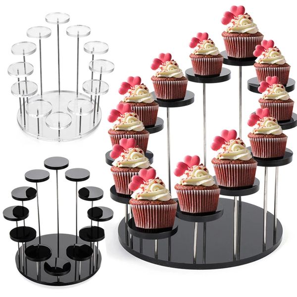 Nancenartikel Multi -Layer -Runde Kuchen Dessert Display Rack Schmuckstand Acrylringregal für Hochzeits Geburtstagsfeier 230818