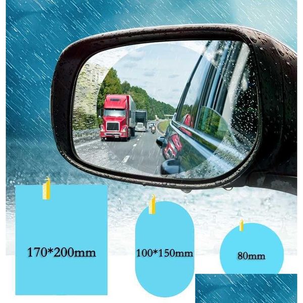 Autoaufkleber regendichtes Film Rückfahrzeugspiegel wasserdichtes Fenster Glas klares Anti-Fog-Anti-reflektierende Aufkleber-Drop-Lieferung Mobile MO DHO8G