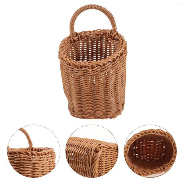 Bottiglie di stoccaggio Rattan Porta cesto sospeso bidoni intrecciati intrecciati all'aperto di fiori per piantatore a piantatrice boho fioriera organizzatore