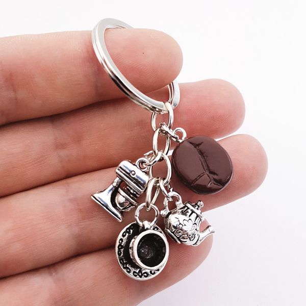 Chave Rings Creative Coffee Cook Keychain Cup portátil Hine Tea Pot Cains Acessórios de sobremesas da tarde entrega de gotas de presente Smttp