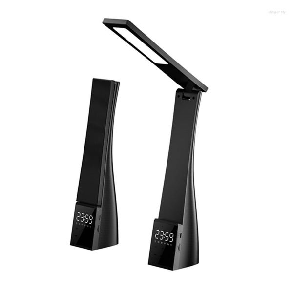 Lampade da tavolo Lettura Luce notturna con sveglia 3 colori Temperatura depless Dimming USB Carica-protezione Black