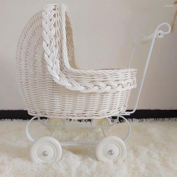 Hundeträger Rattan Haustier Kinderwagen Leichter kleiner KinderwagenTeddy Kreatives Katzenhaus Kinderspiel 4-Rad-Gehwagen