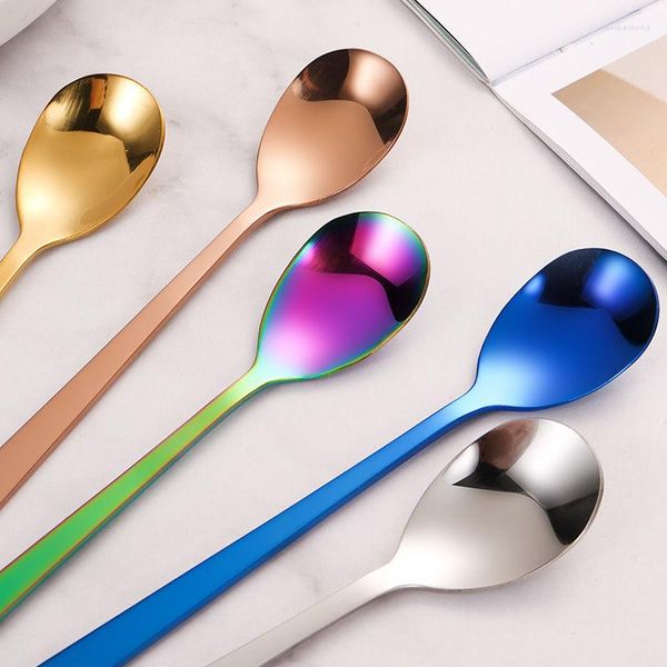 Scolle di caffè 1 pezzi cucchiaio in acciaio inossidabile per dessert mescola blu argento blu long 19,7 cm Strumenti da cucina per la sicurezza alimentare E11558