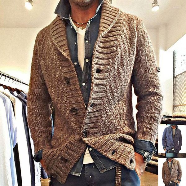 Maglioni maschili autunno e inverno a maniche lunghe a maniche lunghe a manica a vento a coste a tappeto hemline cardigan