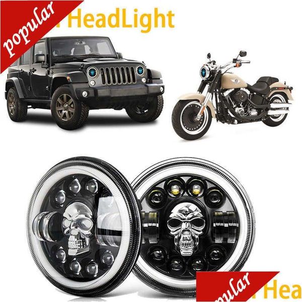 Luci decorative 1 / 2pcs 7 pollici LED LED LAMPAGGIO LAMPAGGIO SKL EAGGI OILI COLOREF HALO DRL per Jeep Wrangler Lada 4x4 Niva Off Road Dhyfn