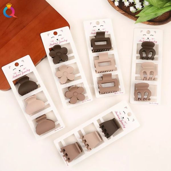 3pcs/Set Set Coffee Color Series маленький когтя для женщин для женщин с высоким хвостом с высоким хвостом густые длинные волосы с когтями кулаки для волос модные волосы аксессуары