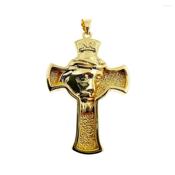 Anhänger Halsketten Christian Jesus Kreuz klassische Halskette Kupfer Gold plattiert Religion Amulett Männer Schmuckzubehör Gebets Taufe Geschenk