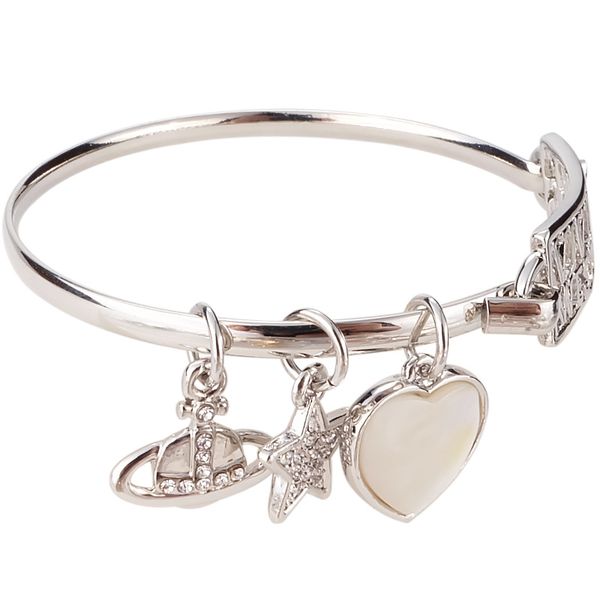 Pulseiras de luxo de grife para mulheres Acessórios Y2K Bangle de prata Saturn Pingente Jóias Pingado Silver Plated for Girls Birthday Gifts