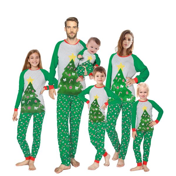 Roupas conjuntos de família combinando crianças meninos meninas bebê mãe papai pijamas pijamas crianças rena Chrsitmas Tree Sleepwear 230818