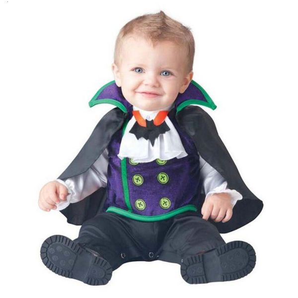 Costume de morcego preto roxo de cosplay para bebês meninos garotas macacão de garotas com capa 6m 12m 24m Halloween Purim Fancy Dress 230818
