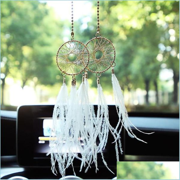 Decorazioni d'interni piuma da sogno catcher vento chimes decorazione auto ciondoli ciondoli postrodi specchio appeso ornamenti dreamcatcher dhv0h