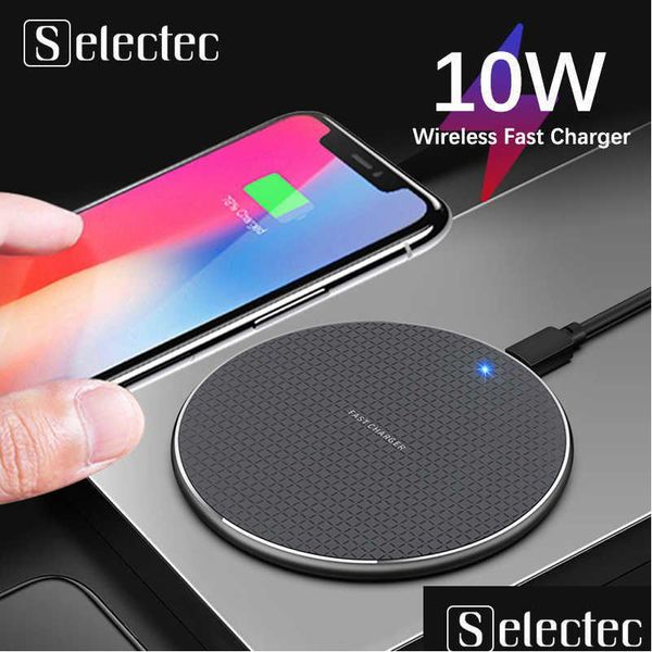 Outros eletrônicos automáticos 10W Fast Wireless Charger Charging Pad Dock Case Power for Fruit Phone Huawei Acessório Droga de carro Mobil Dhouu