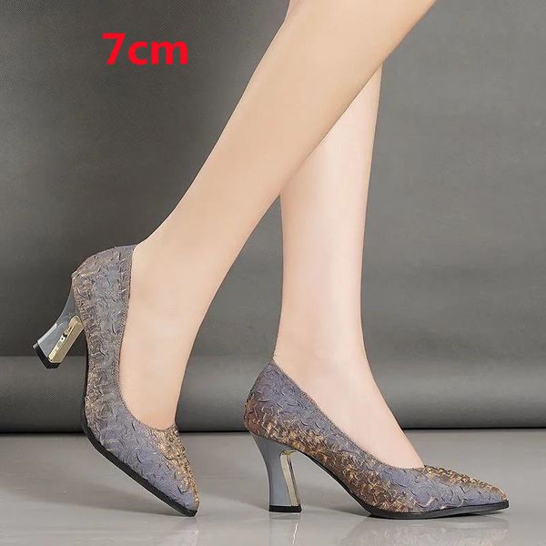 Scarpe eleganti Cresfimix Zapatos Dama Women Mashion Pattern Blue 7cm Pompe di tallone alto per Office Classico Classico Stilish A9328 230818