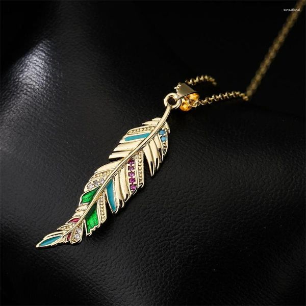 Colares pendentes Cmoonry Bohemian Jewelry 2023 Trendy Gold Color Copper Leaf O Colar Chain for Women Party Bijoux