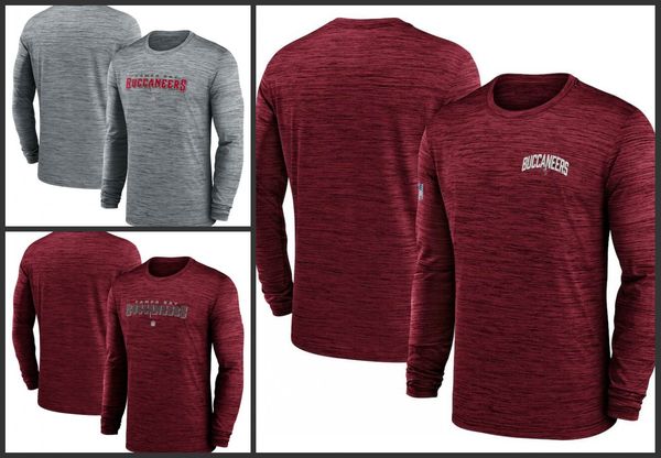 Camiseta de manga comprida Tampa''Bay''Buccaneers''Men Heather Grey Sideline Team Velocity Performance