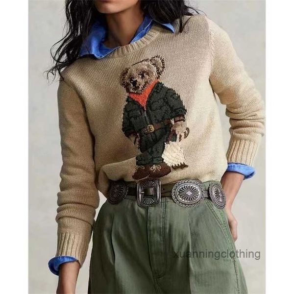 Женские свитера Дизайнерский дизайн -вышитый свитер длинный медвежь