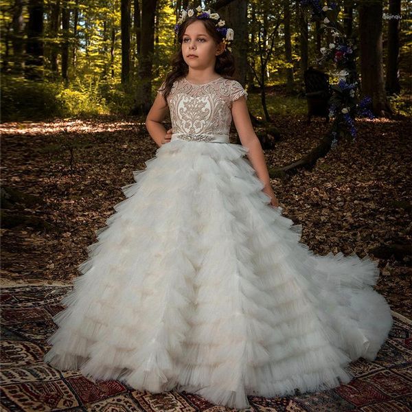 Girl Dresses per performance di abiti da sposa per bambini che ospita il trailer di Cake Princess senza maniche per pianoforte