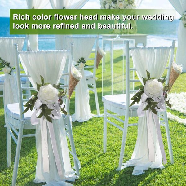 Dekoratif çiçekler orman sandalye arka çiçek düğün kutlama pembe şenlik malzemeleri sarı beyaz çiçek süslemeler ipek bez ziyafet